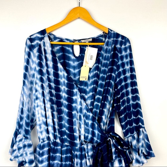 JODIFL Tie Dye Romper Wrap Front Blue Size S - Picture 6 of 7